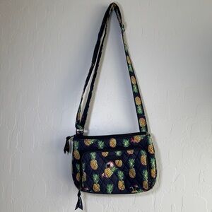 Vera Bradley Pineapple Toucan Little Hipster Crossbody Bag Quilted Navy Tropical